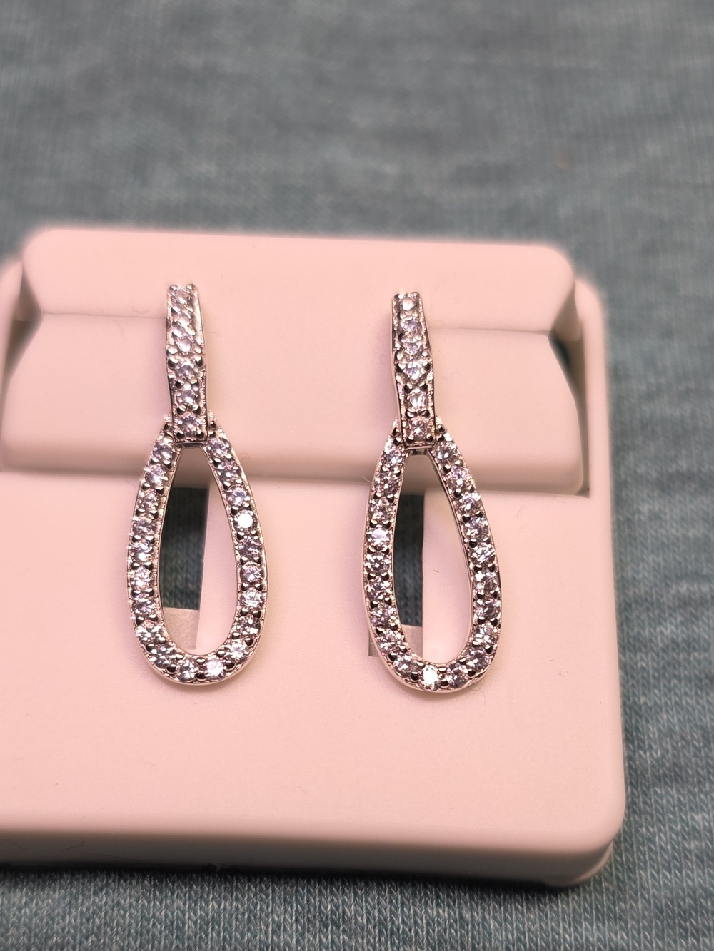 Silver Spinel Teardrop Hoop Earrings - Women Jewelry